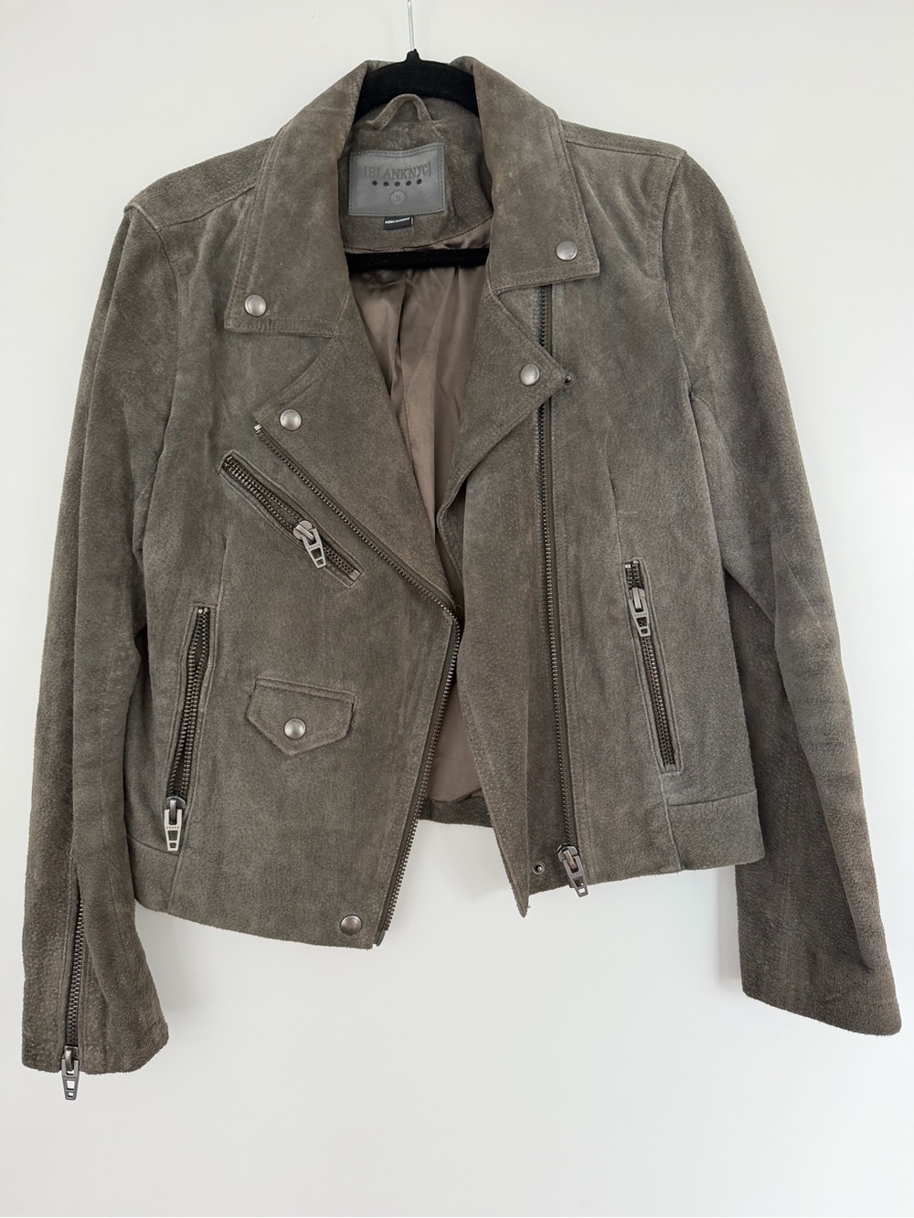 Blank NYC Suede Moto Jacket - Taupe